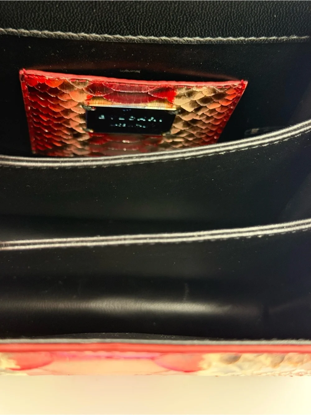 Bvlgari Serpenti Forever Mini Red and Gold Python-Pattern Top Handle Satchel